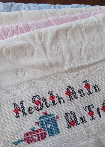 Nakışlı Pembe Mutfak Havlusu - Görsel 3