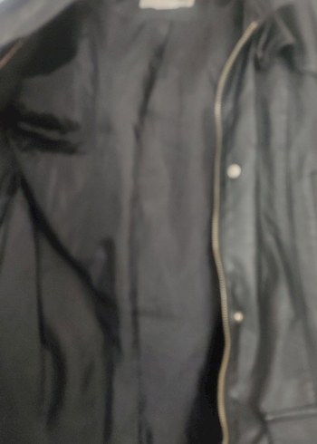 Diğer Siyah Deri Kürklü Biker Ceket