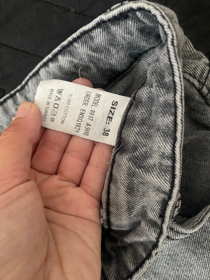 Gri Kadın Mini Denim Şort Etek - Görsel 4