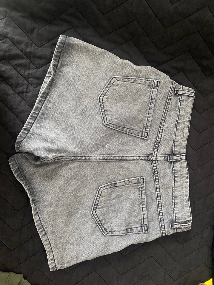 Gri Kadın Mini Denim Şort Etek - Görsel 2