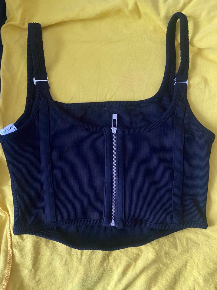 Dilvin Siyah Strappy Crop Top Büstiyer - Görsel 2