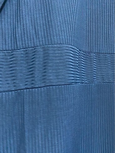 Uzun boy saks mavisi yelekli tesettür elbise - Görsel 5