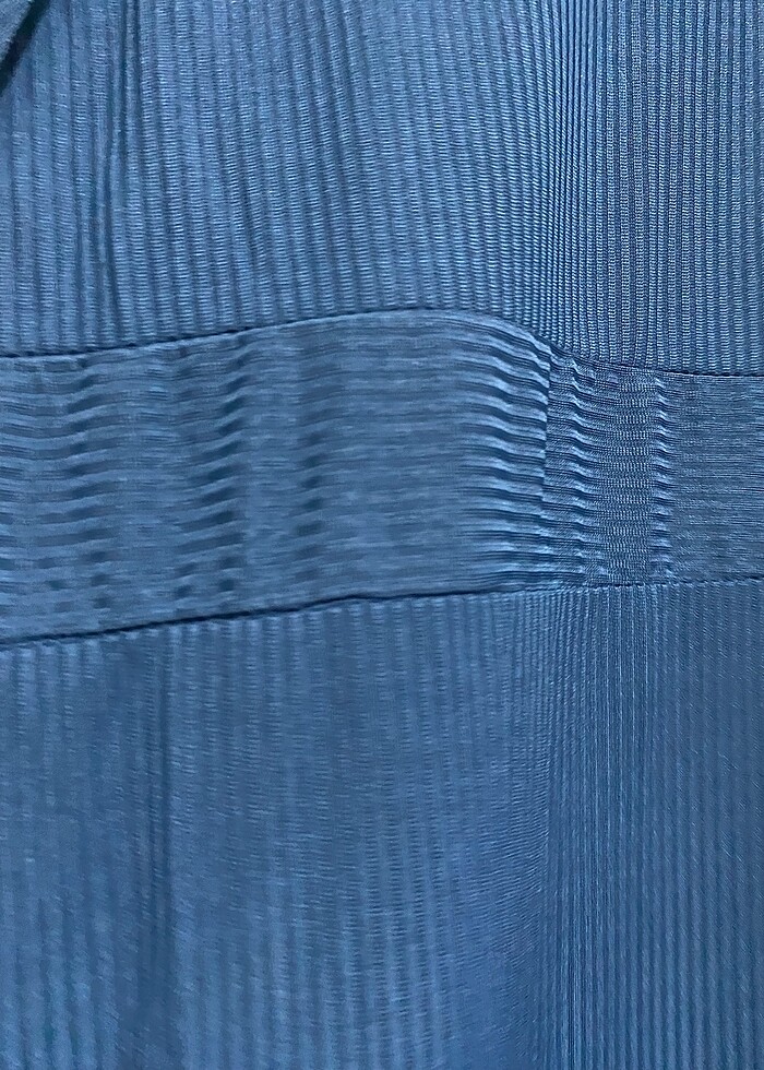 Uzun boy saks mavisi yelekli tesettür elbise - Görsel 5