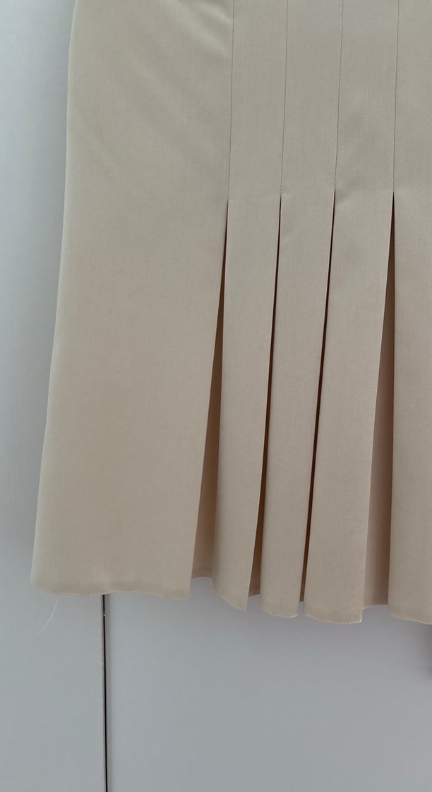 Bej Pilili Midi Hamile Eteği - Görsel 3