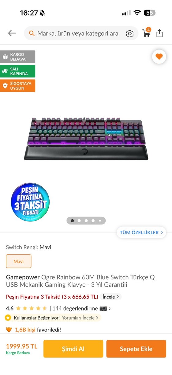 Gamepower ogre rainbow Blue switch - Görsel 4