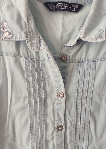 Düğmeli Mavi Denim Midi Elbise - Görsel 3