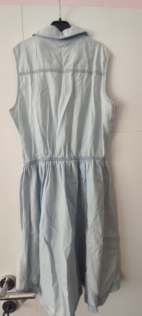 Düğmeli Mavi Denim Midi Elbise - Görsel 2