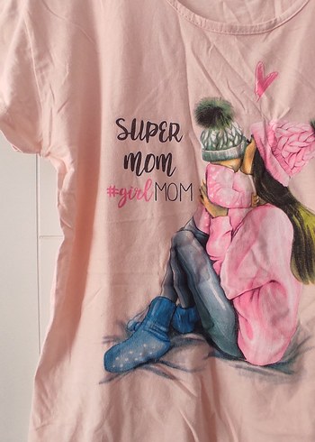 Pembe Baskılı Kısa Kollu Tişört - Görsel 2