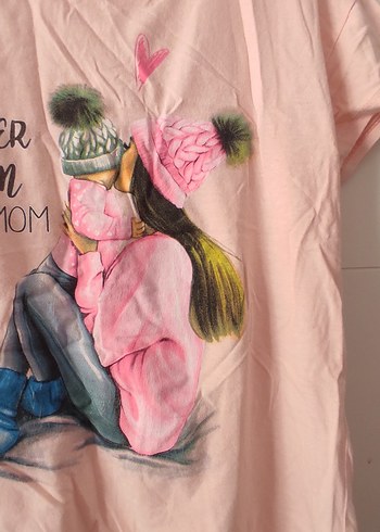 Pembe Baskılı Kısa Kollu Tişört - Görsel 3