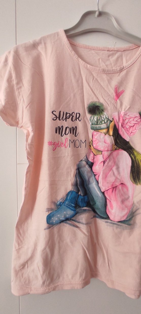 Pembe Baskılı Kısa Kollu Tişört - Görsel 2