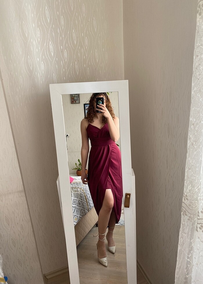 Bordo elbise - Görsel 4