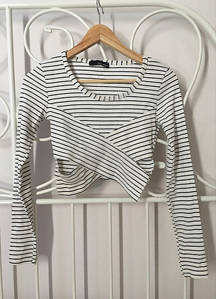 m Beden cizgili croptop