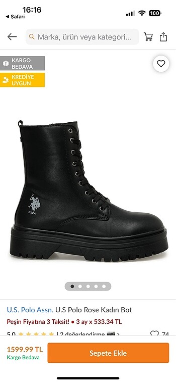 38 Beden Us. Polo siyah bot