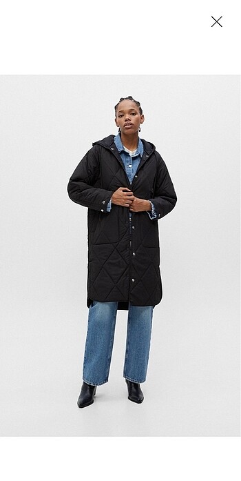 PULL&BEAR siyah uzun ceket