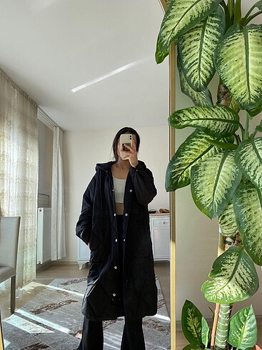 Pull and Bear PULL&BEAR siyah uzun ceket