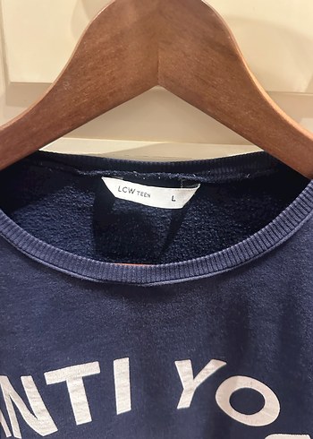 l Beden mavi Renk Kadın Mavi Baskılı Pamuklu Sweatshirt