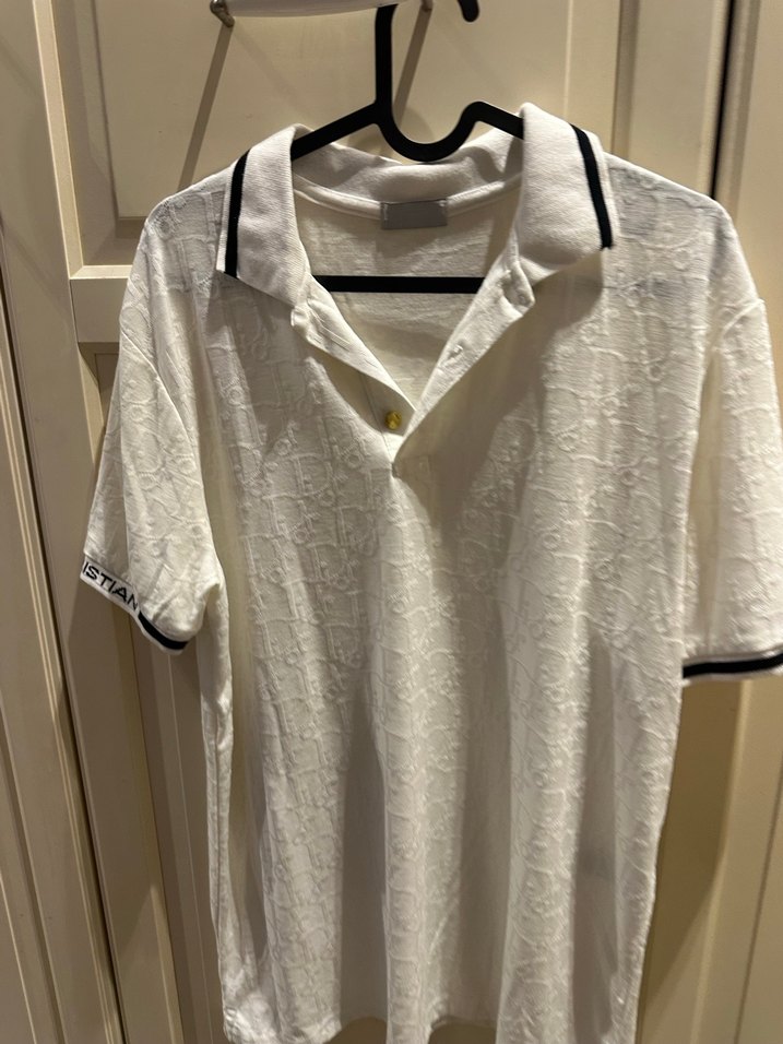 Erkek Beyaz Kısa Kollu Polo Tişört Dior marka - Görsel 2
