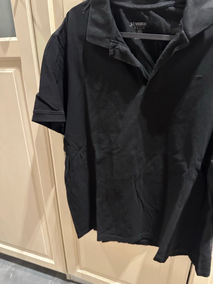 Erkek Siyah Polo Tişört Loose Fit - Görsel 3