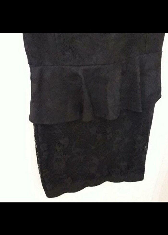 SİYAH BELİ ETEKLİ 36 BEDEN GECE ELBİSESİ - Görsel 5