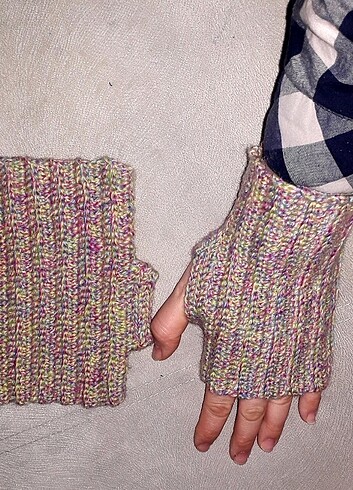 GÖKKUŞAĞI PARMAKSIZ ELDİVEN ÖRGÜ - Görsel 3