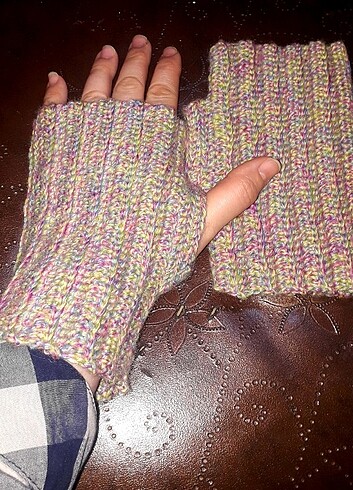 GÖKKUŞAĞI PARMAKSIZ ELDİVEN ÖRGÜ - Görsel 8