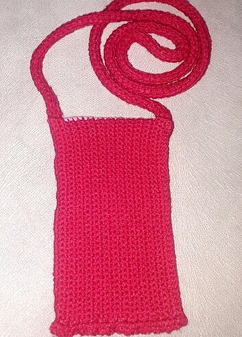 Fuşya Pembe mini boy el örgüsü çanta  - Görsel 3