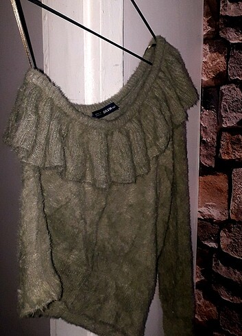 Dilvin Yumuşacık dokulu Standart tek kol kazak Hâki  - Görsel 3