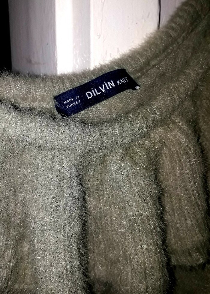 Dilvin Yumuşacık dokulu Standart tek kol kazak Hâki  - Görsel 4