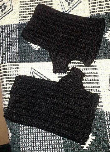 SİYAH ÖRGÜ PARMAKSIZ ELDİVEN  - Görsel 7