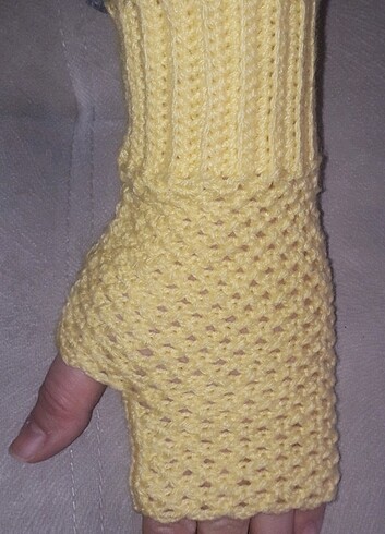 Sarı parmaksız eldiven vintage - Görsel 6