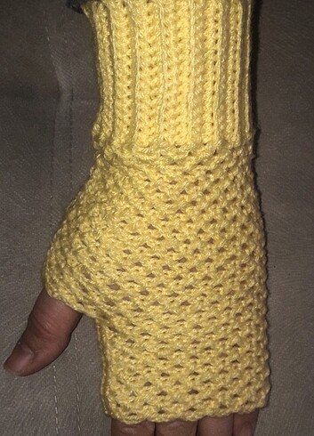 Sarı parmaksız eldiven vintage - Görsel 7