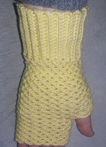 Sarı parmaksız eldiven vintage - Görsel 8