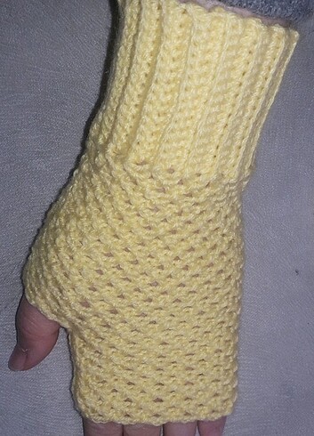 Sarı parmaksız eldiven vintage - Görsel 9