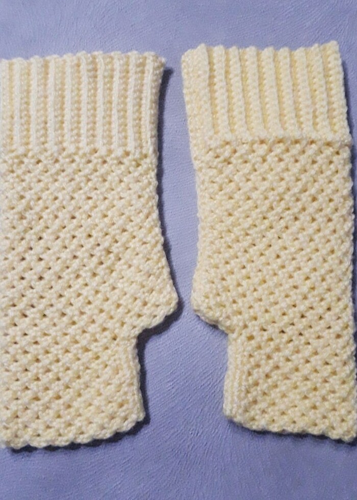 Sarı parmaksız eldiven vintage - Görsel 3