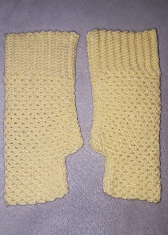 Sarı parmaksız eldiven vintage - Görsel 5