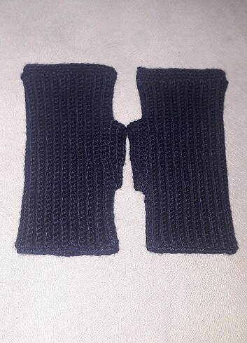 Lâcivert parmaksız eldiven örgü  - Görsel 2