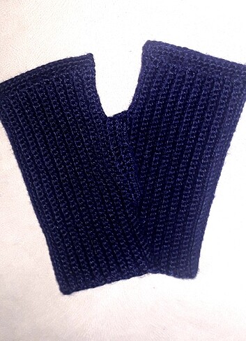 Lâcivert parmaksız eldiven örgü  - Görsel 5