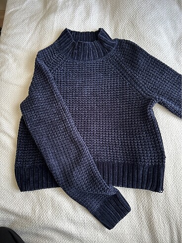 H&M lacivert Kadife Kazak