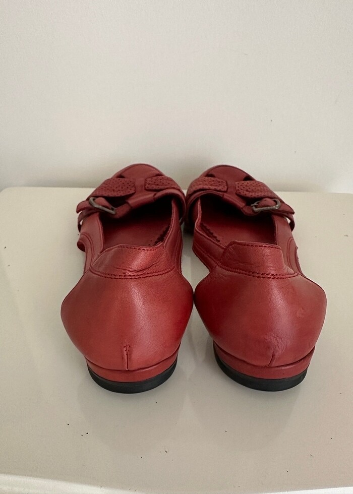 Gerçek deri çok şık kırmızı babetler. - Görsel 4