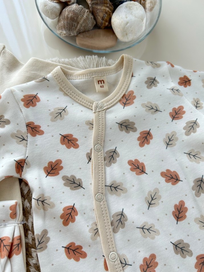 Pamuk Bebek 2 Li Tulum Seti, Desenli ve Düz 3/6 AY - Görsel 2