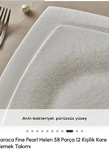 Raraca Fine Pearl 58 Parça 12 Kişilik Kare Yemek Takımı - Görsel 2