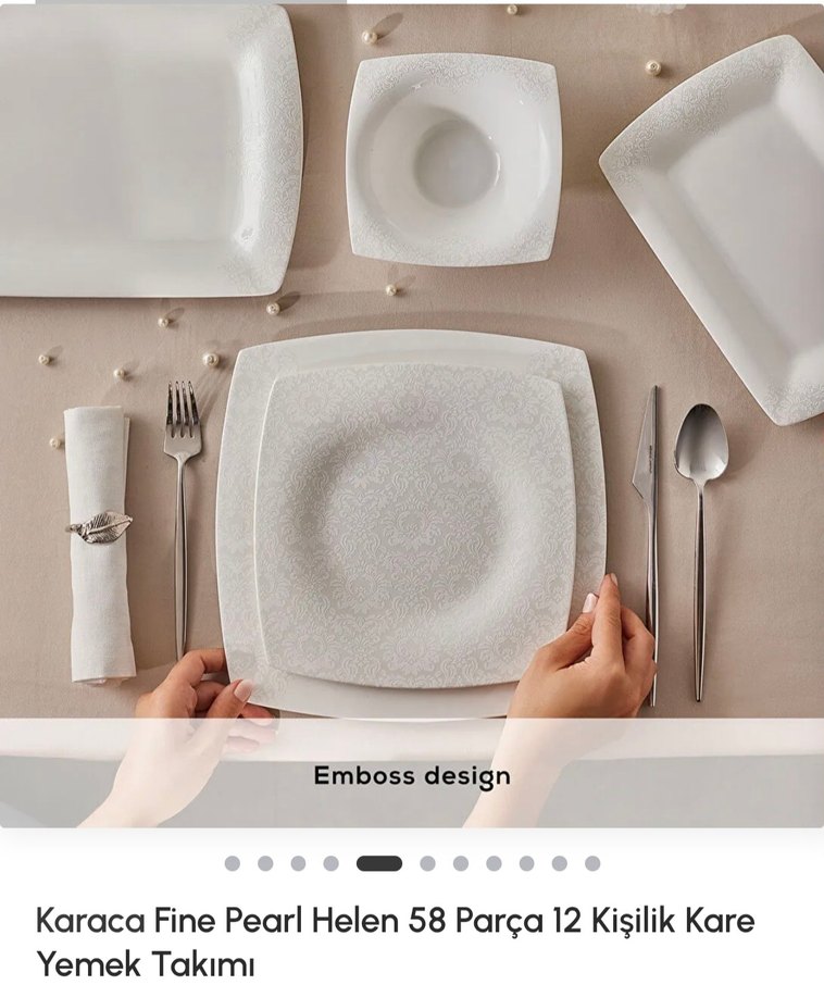 Raraca Fine Pearl 58 Parça 12 Kişilik Kare Yemek Takımı - Görsel 3