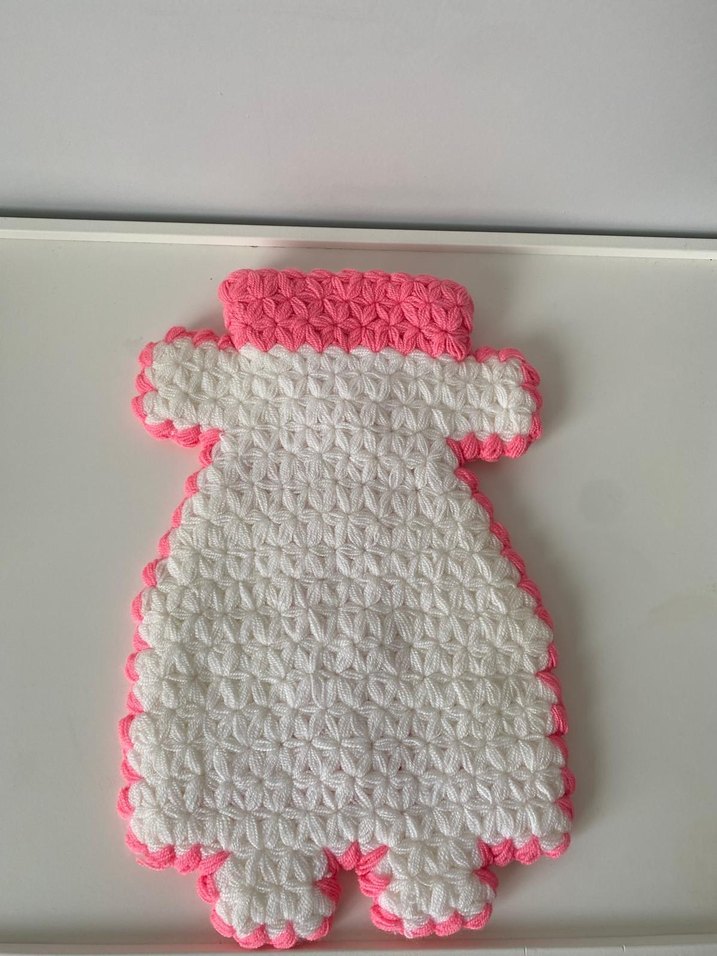 Nakışlı Örgü Pembe banyo lifi - Görsel 2