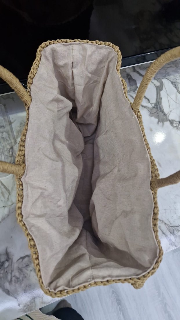 Bej Nakışlı Bohem Örgü Kadın Çanta - Görsel 3