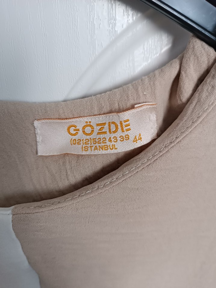 Bej ve Beyaz Uzun Kollu Midi Tunik - Görsel 4