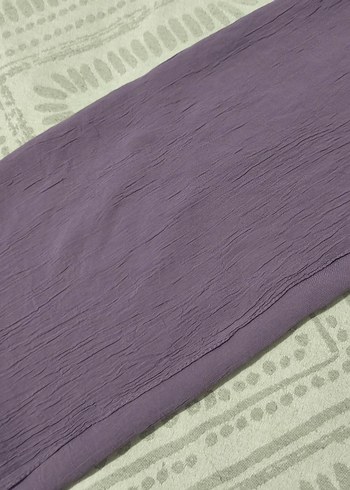 Kadın Mor Pilili Keten Şal - Görsel 3