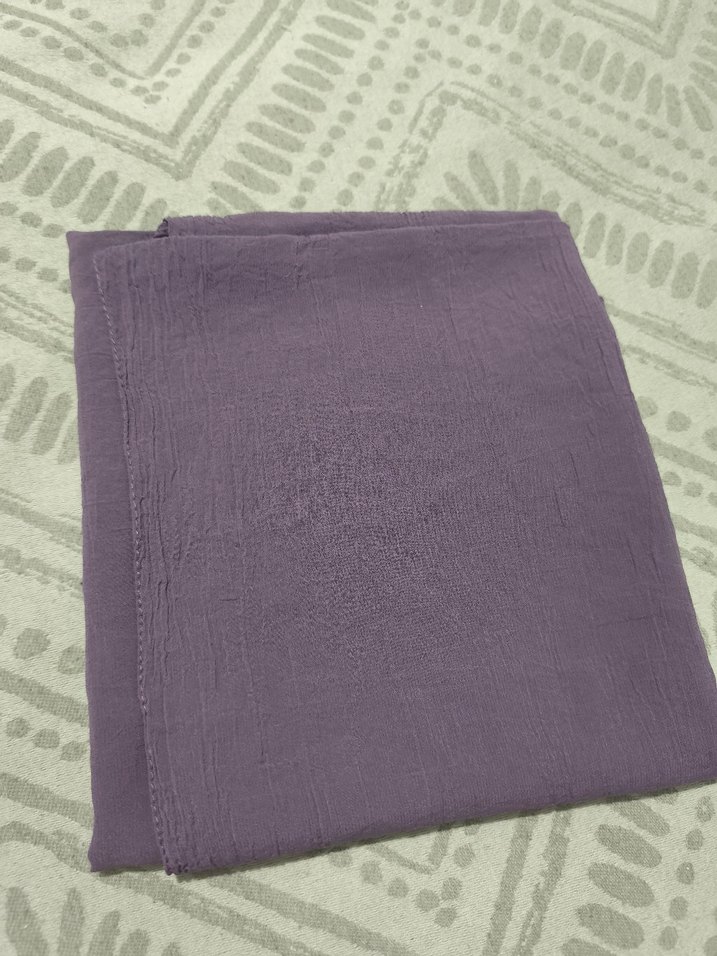 Kadın Mor Pilili Keten Şal - Görsel 4