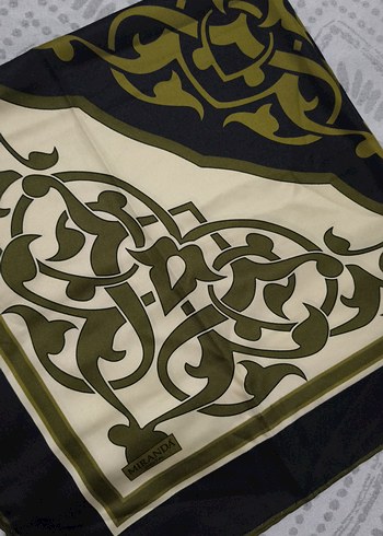 Kadın Vintage Haki İpek Görünümlü Fular - Görsel 4