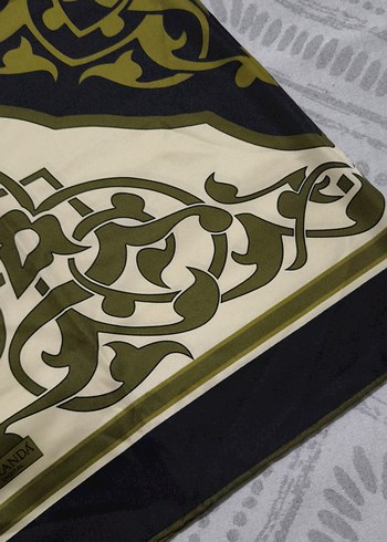 Kadın Vintage Haki İpek Görünümlü Fular - Görsel 3