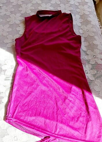 m Beden kırmızı Renk Transparan mini elbise sırt dekoltesi sudyen bantlı 